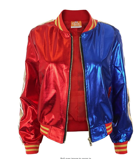 Harley Quinn Cosplay Jacket for The Film Character Costumes Red and Blue Back