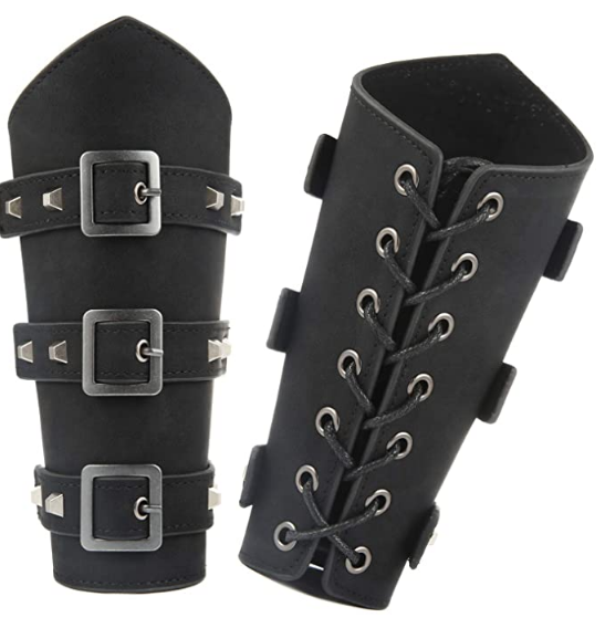 Great for LARP (live action role playing), kids, cosplay, Halloween, fancy dress, theatrical props, and historical reenactments. Made of Black And Antique Silver Faux Leather - Feels Real to the Touch! Hand-made
